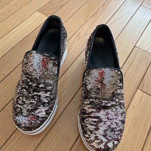 STELLA MCCARTNEY Gold Animal Print Wedge Sneakers